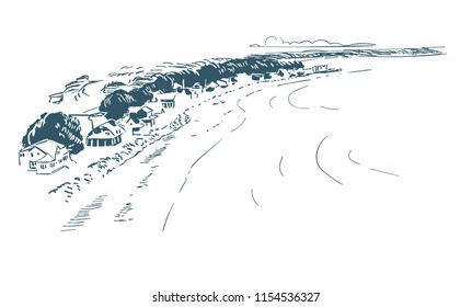 vector sketch landscape line illustration skyline