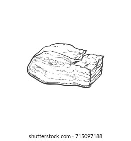 vector sketch lard meat. Isolated illustration on a white background. Sausage and meat types concept