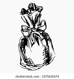 Vector sketch of lavender bag illustration. Hand drawn. Doodle, line art