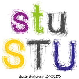 Vector sketch letters pencil style