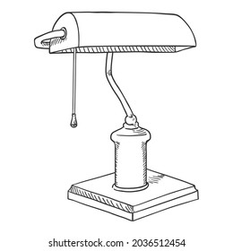 Vector Sketch Library Lamp. Hand Drawn Penciling Illustration