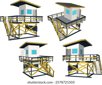 vector sketch of lifeguard building design engineering drawing