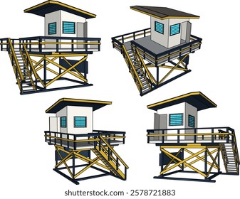 vector sketch of lifeguard building design engineering drawing 