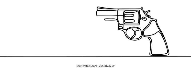 Vector Sketch line drawn Revolver Pistol