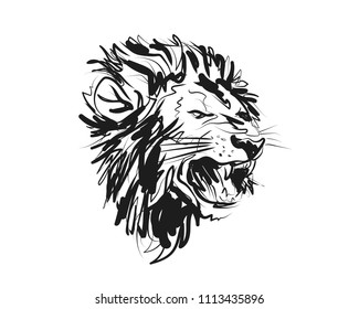 Vector sketch lion head