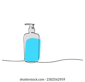 vector sketch liquid soap or sanitizer bottle single one line art, continuous 
