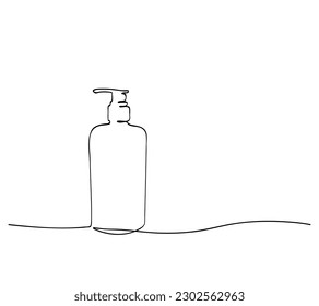 Vektor-Skizze Flüssigseife oder Sanitier-Flasche Einzeilige Kunst, durchgehend 
