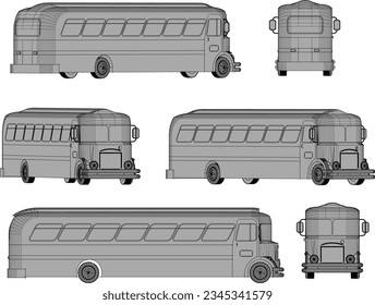 Vector sketch of long bus transportation car design illustration for transporting passengers