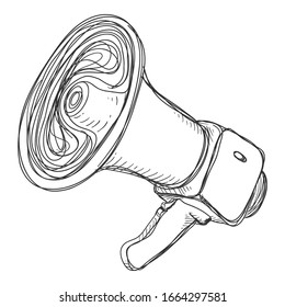Vector Sketch Loudspeaker on Isolated White Background.