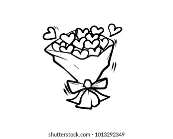 vector sketch love bouquet