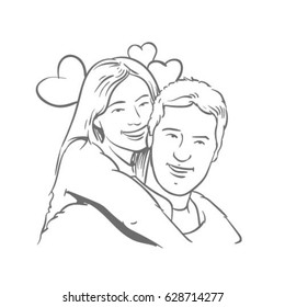 vector sketch of love couple 