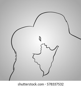 vector sketch of lovers. Man and woman in love. Saint Valentines Day. Love Card. Lovely Line art. Happy couple.