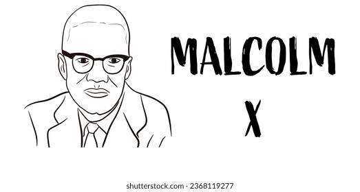 Vector sketch of Malcolm X portrait