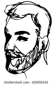 vector sketch of a man with a beard smiling
