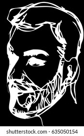 vector sketch of a man with a beard smiling