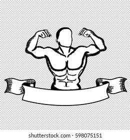 Vector sketch of a man. Body-building.