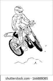 Vector sketch of a man riding a motocross