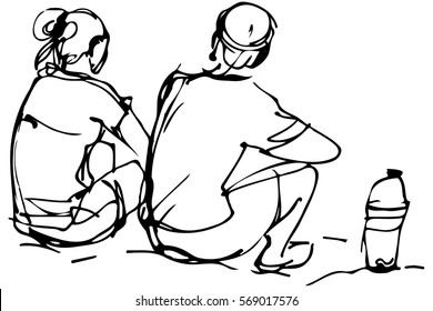 Sitting Sketch Images Stock Photos Vectors Shutterstock