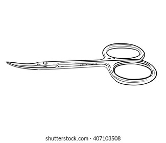 Vector sketch of manicure scissors. Hand draw illustration.