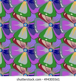 Vector sketch of many abstract colored flowers. Hand drawn seamless flower illustration. Seamless pattern abstract floral background.