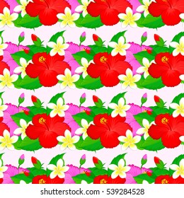 Vector sketch of many abstract colored flowers. Hand drawn seamless flower illustration. Seamless pattern abstract floral background.