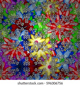 Vector sketch of many abstract flowers in colors. Hand drawn seamless flower illustration. Seamless pattern abstract floral background.