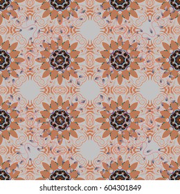 Vector sketch of many abstract flowers in colors. Hand drawn seamless flower illustration. Seamless pattern abstract floral background.