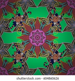 Vector sketch of many abstract flowers in colors. Hand drawn seamless flower illustration. Seamless pattern abstract floral background.