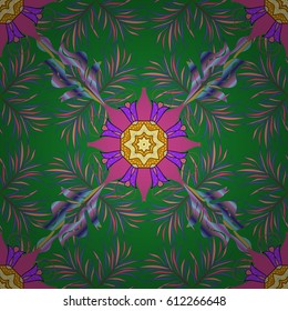 Vector sketch of many abstract flowers in colors. Hand drawn seamless flower illustration. Seamless pattern abstract floral background.