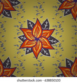 Vector sketch of many abstract flowers in red colors. Hand drawn seamless flower illustration. Seamless pattern abstract floral background.