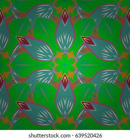 Vector sketch of many abstract flowers in blue colors. Hand drawn seamless flower illustration. Seamless pattern abstract floral background.