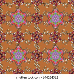 Vector sketch of many abstract flowers in blue colors. Hand drawn seamless flower illustration. Seamless pattern abstract floral background.