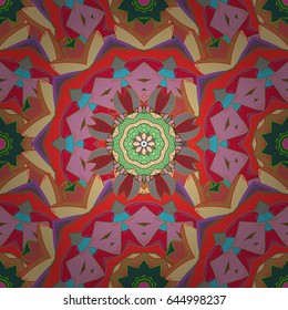 Vector sketch of many abstract flowers in blue colors. Hand drawn seamless flower illustration. Seamless pattern abstract floral background.