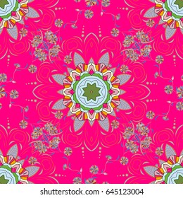 Vector sketch of many abstract flowers in blue colors. Hand drawn seamless flower illustration. Seamless pattern abstract floral background.