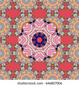 Vector sketch of many abstract flowers in blue colors. Hand drawn seamless flower illustration. Seamless pattern abstract floral background.