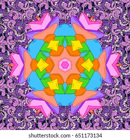 Vector sketch of many abstract flowers in colors. Hand drawn seamless flower illustration. Seamless pattern abstract floral background.