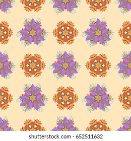 Vector sketch of many abstract flowers in colors. Hand drawn seamless flower illustration. Seamless pattern abstract floral background.