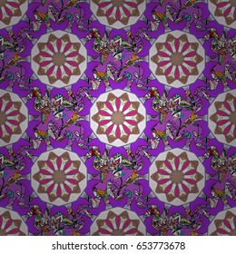 Vector sketch of many abstract flowers in colors. Hand drawn seamless flower illustration. Seamless pattern abstract floral background.