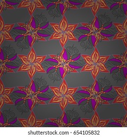 Vector sketch of many abstract flowers in colors. Hand drawn seamless flower illustration. Seamless pattern abstract floral background.