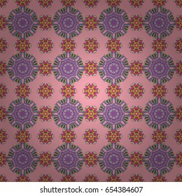 Vector sketch of many abstract flowers in pink colors. Hand drawn seamless flower illustration. Seamless pattern abstract floral background.