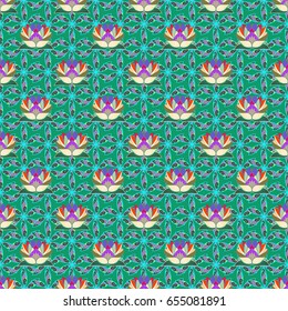 Vector sketch of many abstract flowers in colors. Hand drawn seamless flower illustration. Seamless pattern abstract floral background.