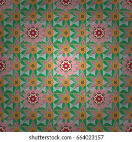 Vector sketch of many abstract flowers in colors. Hand drawn seamless flower illustration. Seamless pattern abstract floral background.