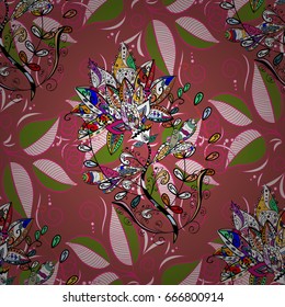 Vector sketch of many abstract flowers in colors. Hand drawn seamless flower illustration. Seamless pattern abstract floral background.