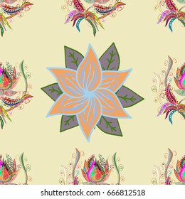 Vector sketch of many abstract flowers in colors. Hand drawn seamless flower illustration. Seamless pattern abstract floral background.