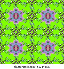 Vector sketch of many abstract flowers in colors. Hand drawn seamless flower illustration. Seamless pattern abstract floral background.