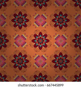 Vector sketch of many abstract flowers in colors. Hand drawn seamless flower illustration. Seamless pattern abstract floral background.