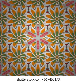 Vector sketch of many abstract flowers in colors. Hand drawn seamless flower illustration. Seamless pattern abstract floral background.