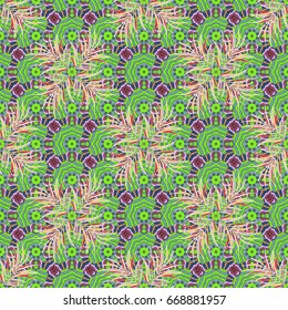 Vector sketch of many abstract flowers in colors. Hand drawn seamless flower illustration. Seamless pattern abstract floral background.