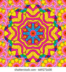 Vector sketch of many abstract flowers in colors. Hand drawn seamless flower illustration. Seamless pattern abstract floral background.