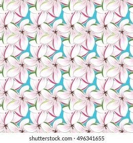 Vector sketch of many abstract multicolored flowers. Hand drawn seamless pattern flower illustration. Multicolor seamless abstract floral background.